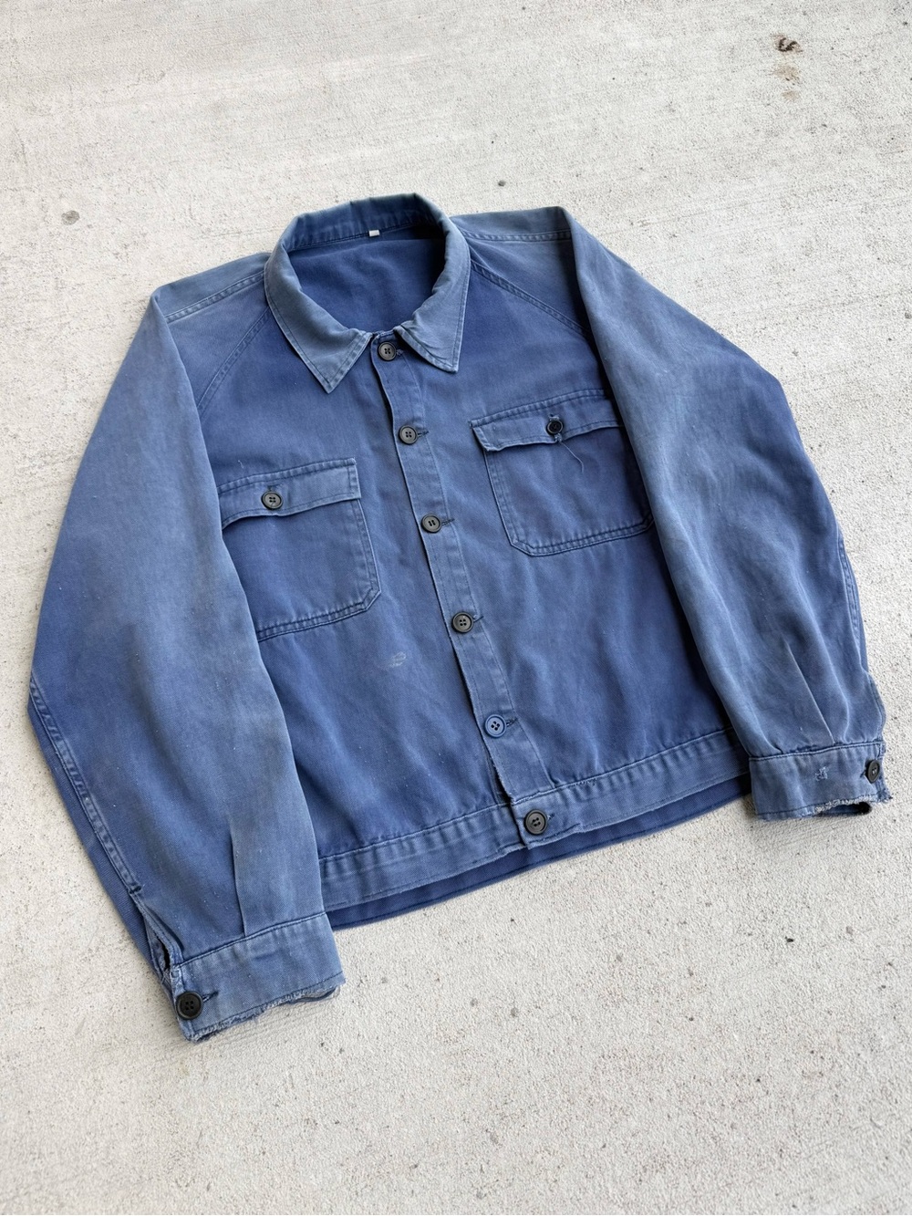 Vintage 70s 80s Faded Cyclist Style Cropped Euro Cotton Twill Chore Jacket